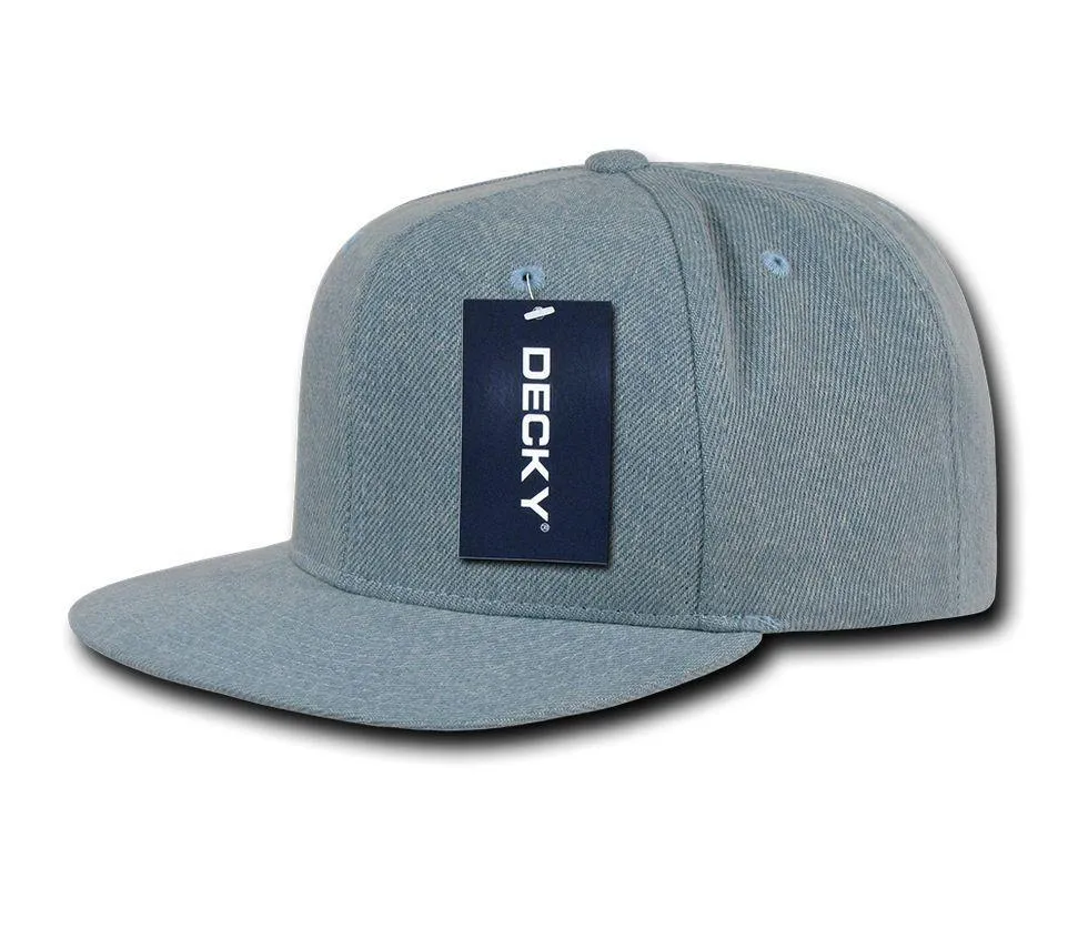 1 Dozen Decky Denim High Crown Snapback Cotton 6 Panel Hats Caps Wholesale Lots!