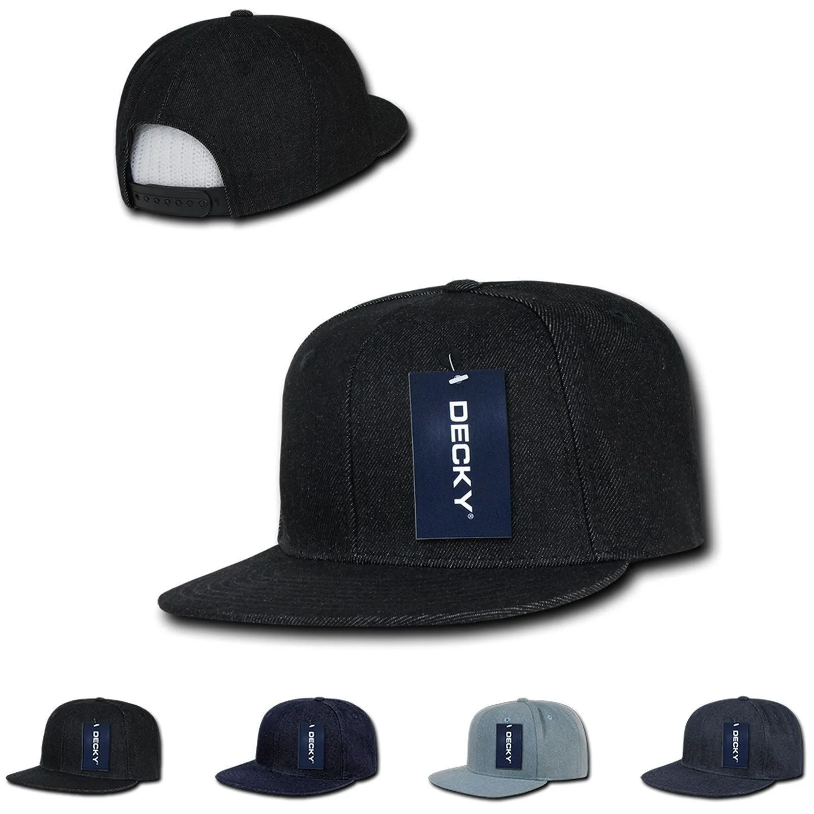 1 Dozen Decky Denim High Crown Snapback Cotton 6 Panel Hats Caps Wholesale Lots!