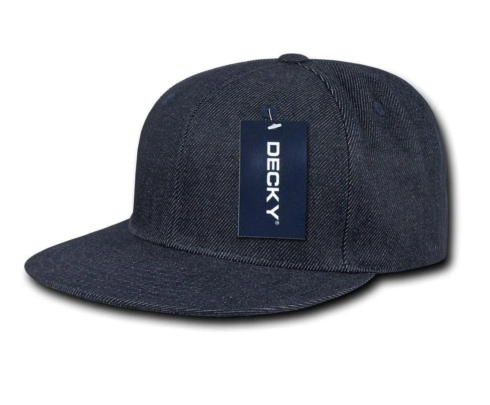 1 Dozen Decky Denim High Crown Snapback Cotton 6 Panel Hats Caps Wholesale Lots!