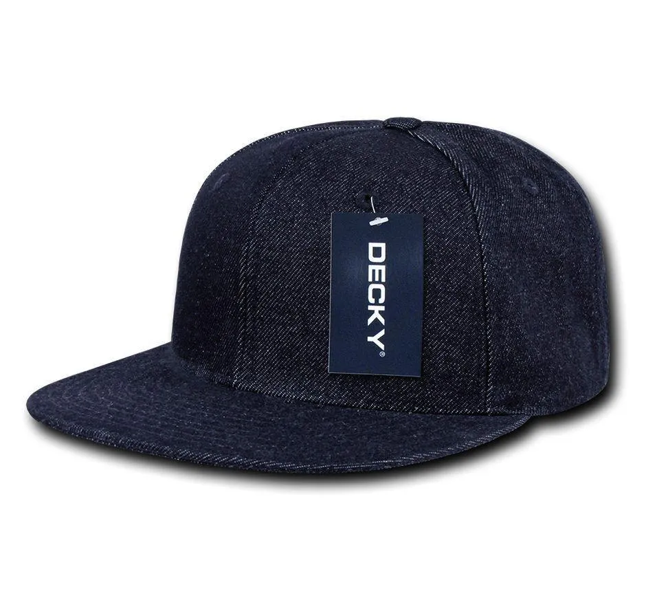 1 Dozen Decky Denim High Crown Snapback Cotton 6 Panel Hats Caps Wholesale Lots!