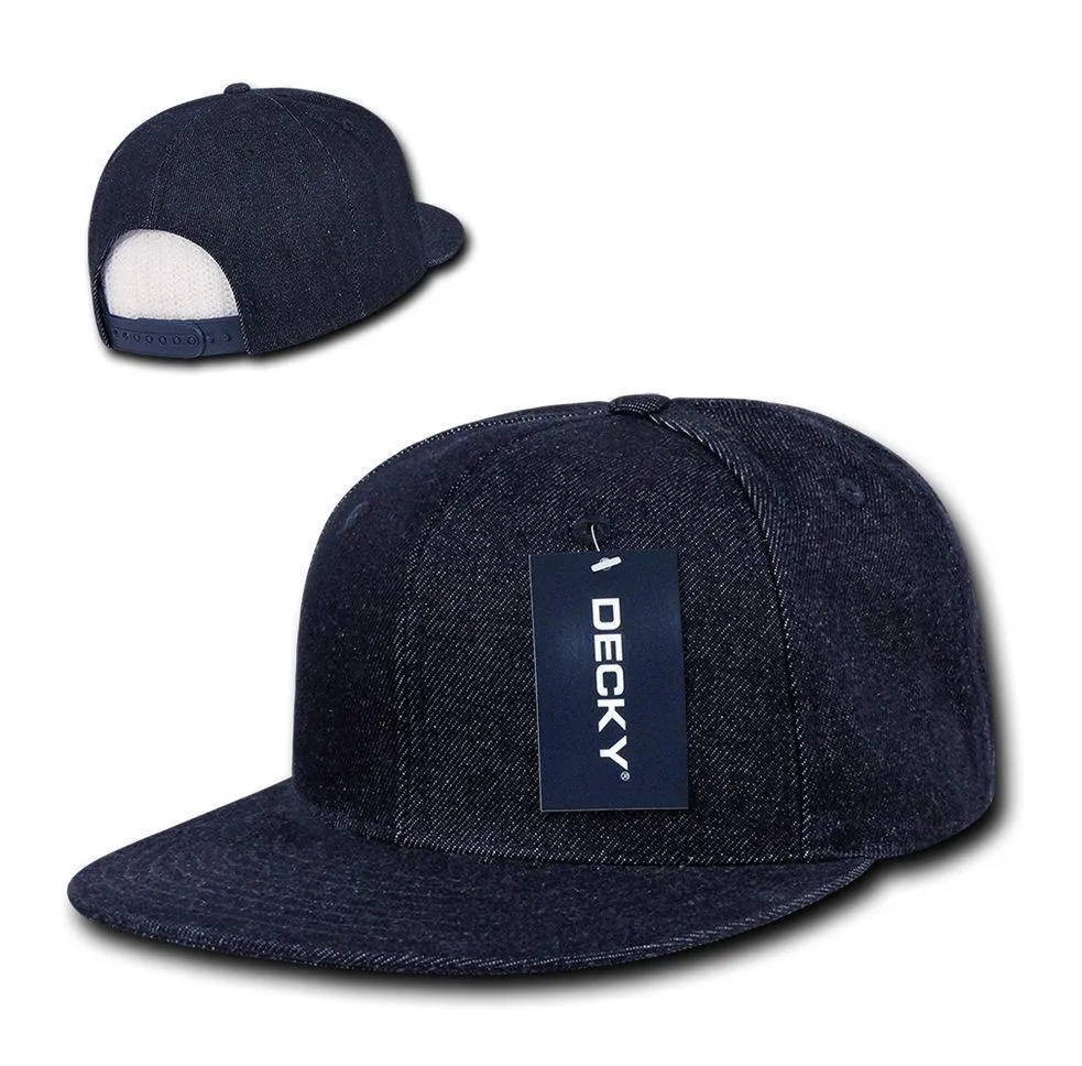 1 Dozen Decky Denim High Crown Snapback Cotton 6 Panel Hats Caps Wholesale Lots!