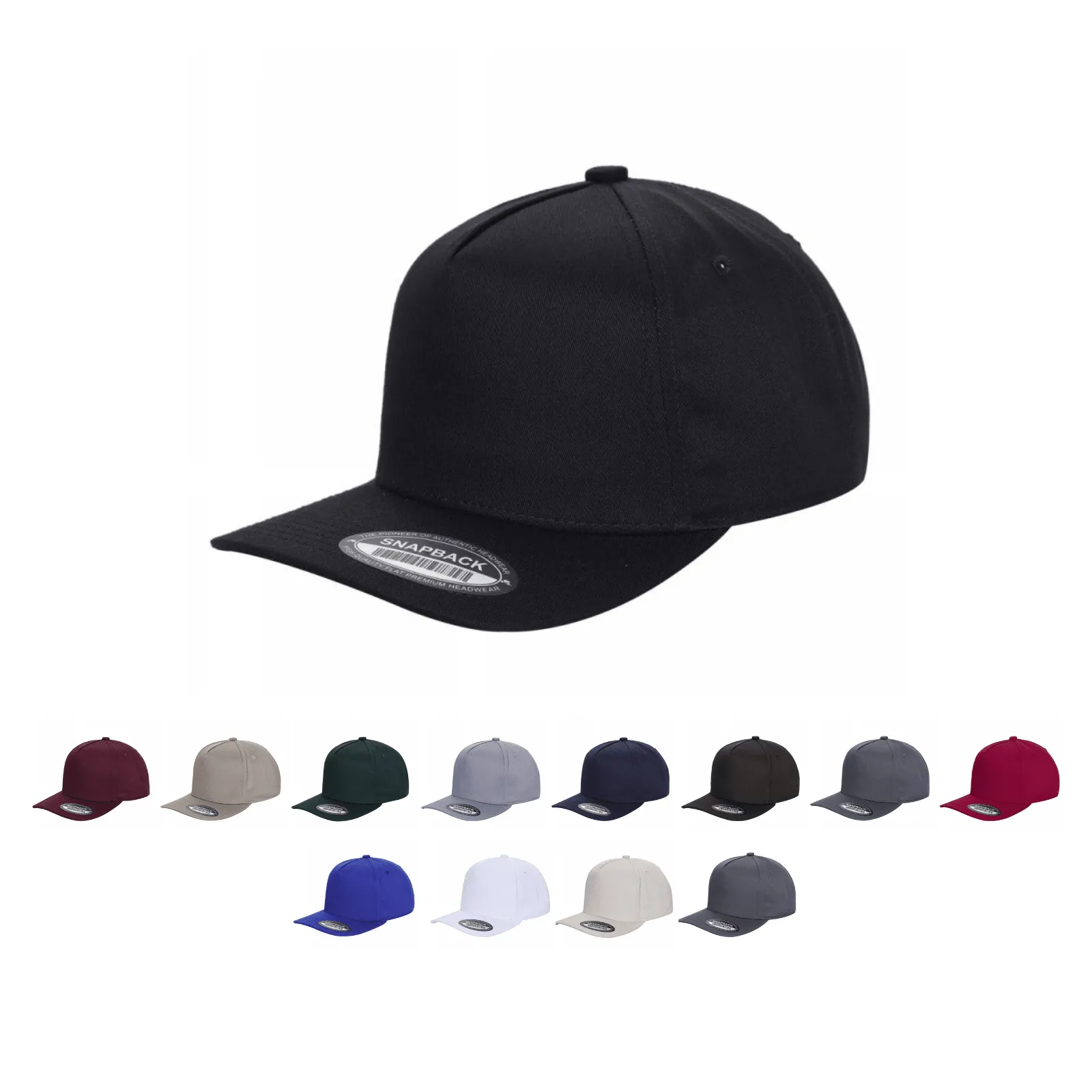 12 Pack Snapback Hat Cap - Curved Bill, Adjustable Fit, 5-Panel