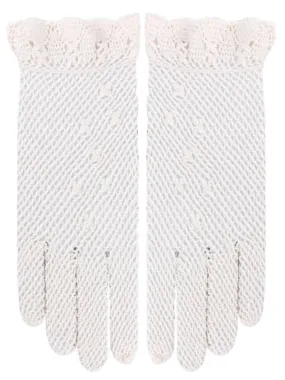 1940s Vintage Style Ivory Mesh Crochet Gloves