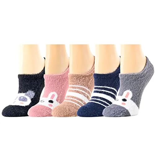 5 Pairs Women's Panda Socks Fuzzy Panda Gifts For Panda Lovers Mom Women