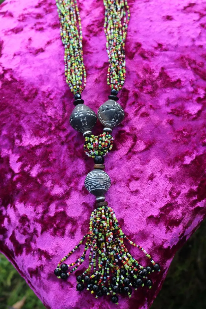 African Statement Necklace with Masai Beadwork