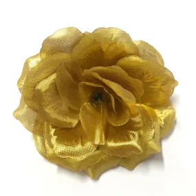 Artificial Silk Flower Head - Gold Metallic Rose Style 116 - 1pc