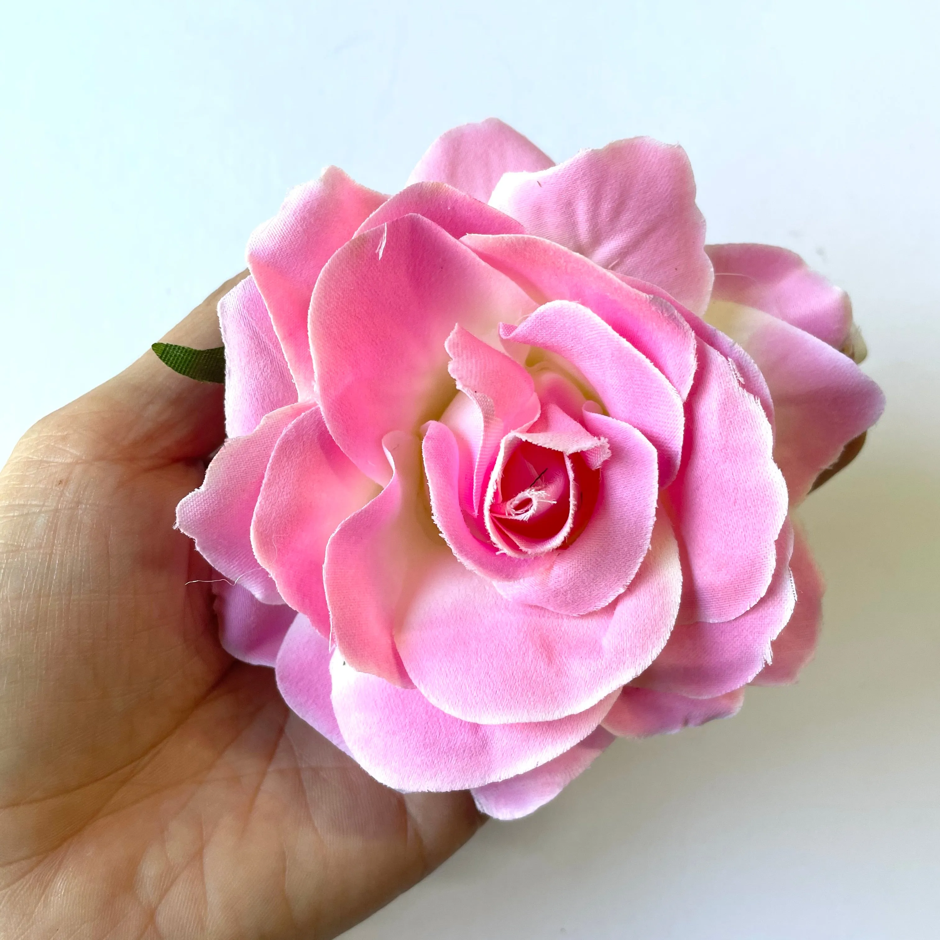 Artificial Silk Flower Head - Pink Rose Style 133 - 1pc