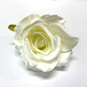 Artificial Silk Flower Head - White Rose Style 100 - 1pc