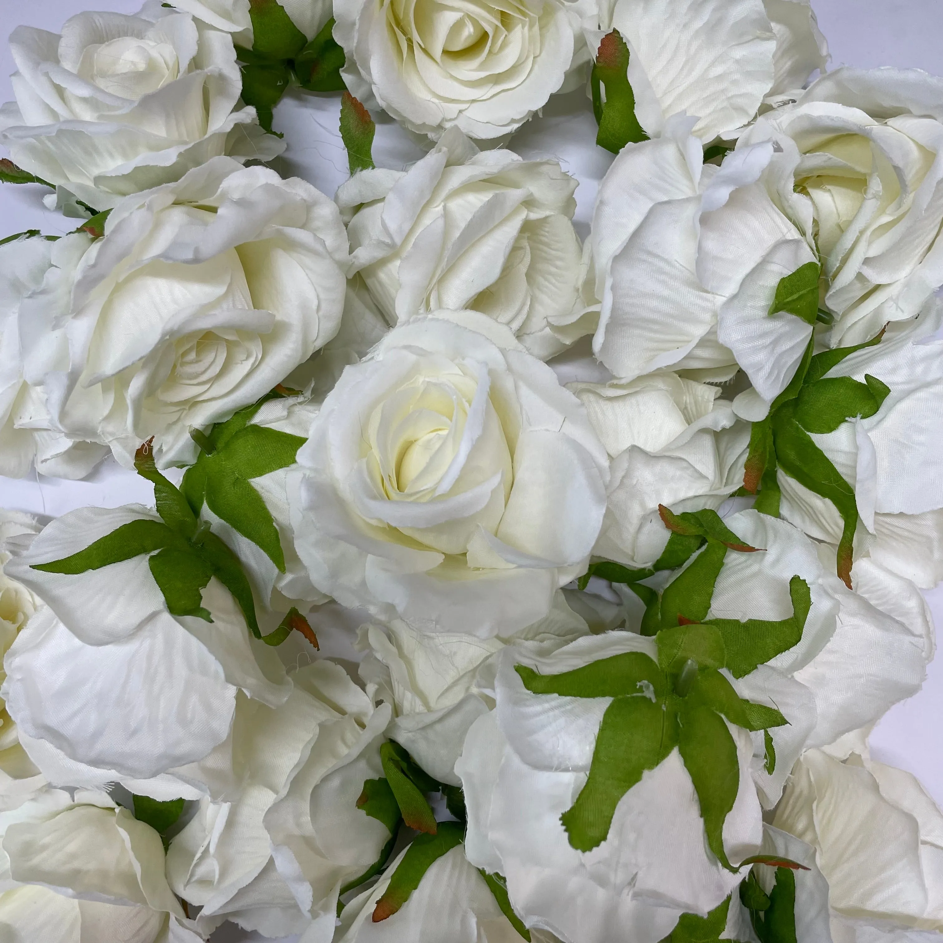 Artificial Silk Flower Head - White Rose Style 100 - 1pc