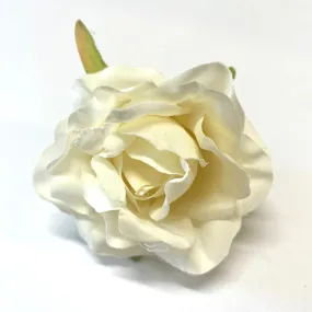 Artificial Silk Flower Head - White Rose Style 124 - 1pc