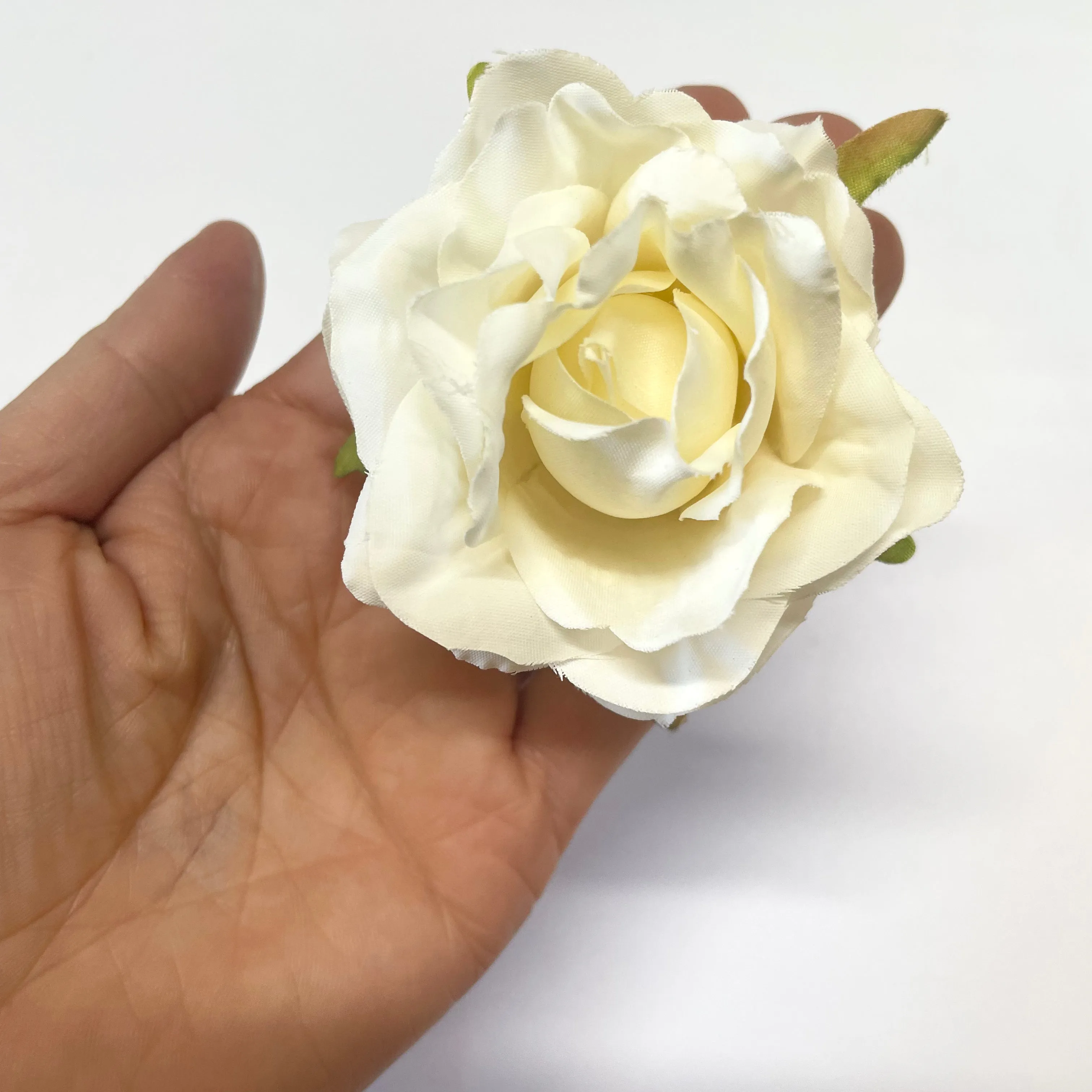 Artificial Silk Flower Head - White Rose Style 124 - 1pc