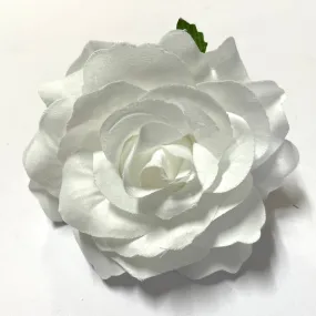 Artificial Silk Flower Head - White Rose Style 132 - 1pc