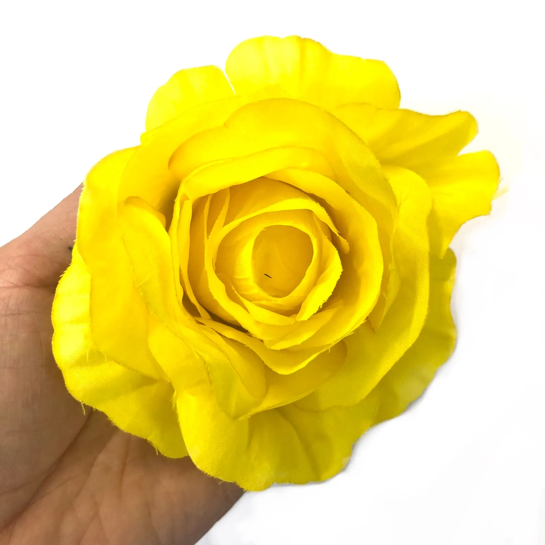 Artificial Silk Flower Head -Yellow Rose Style 118 - 1pc