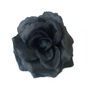 Artificial Silk Flower Heads - Black Rose Style 18 - 1 pc