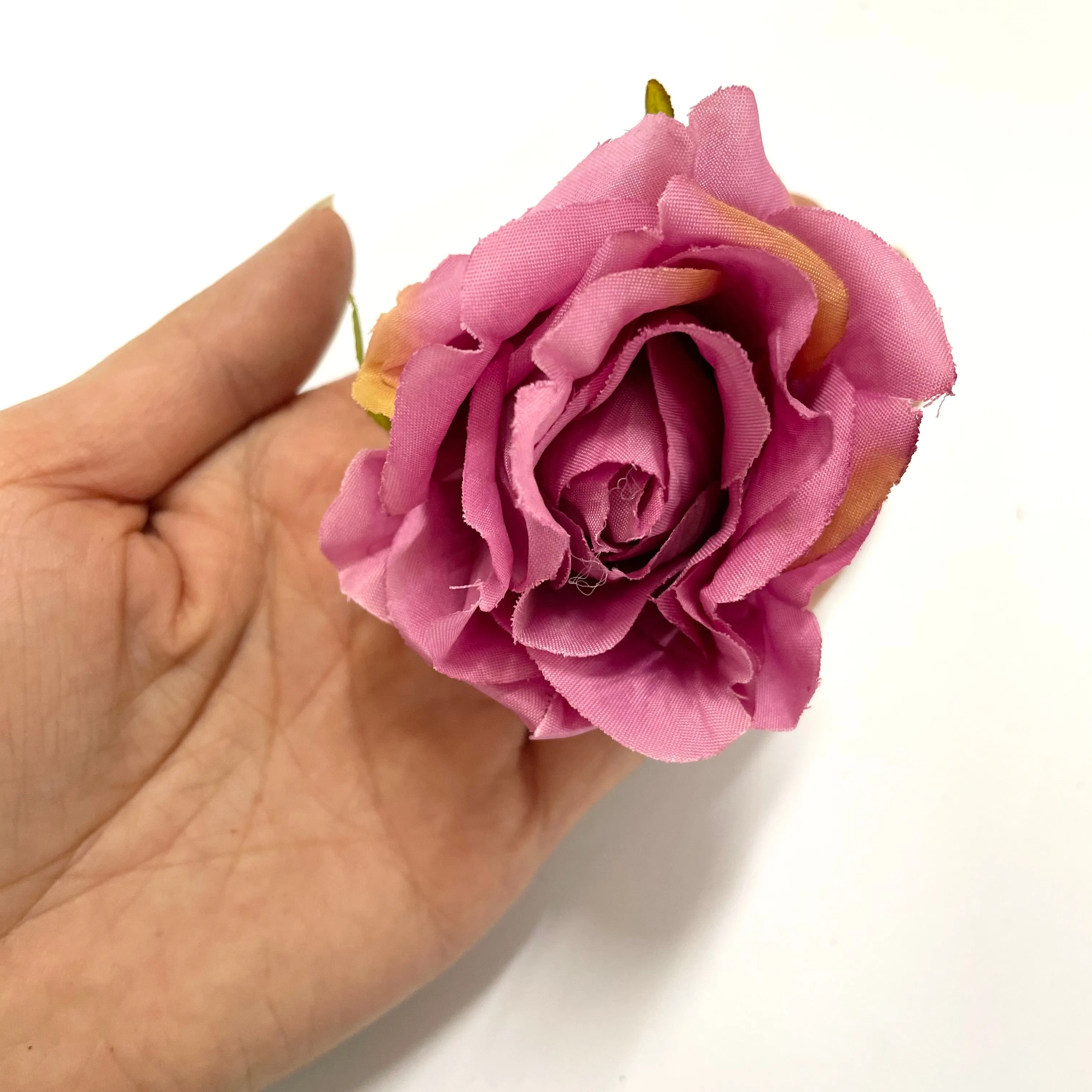 Artificial Silk Flower Heads - Dark Pink Rose Style 109 - 1pc