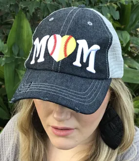 Ball Mom Half Baseball Half Softball Baseball MOM Softball MOM hat -274