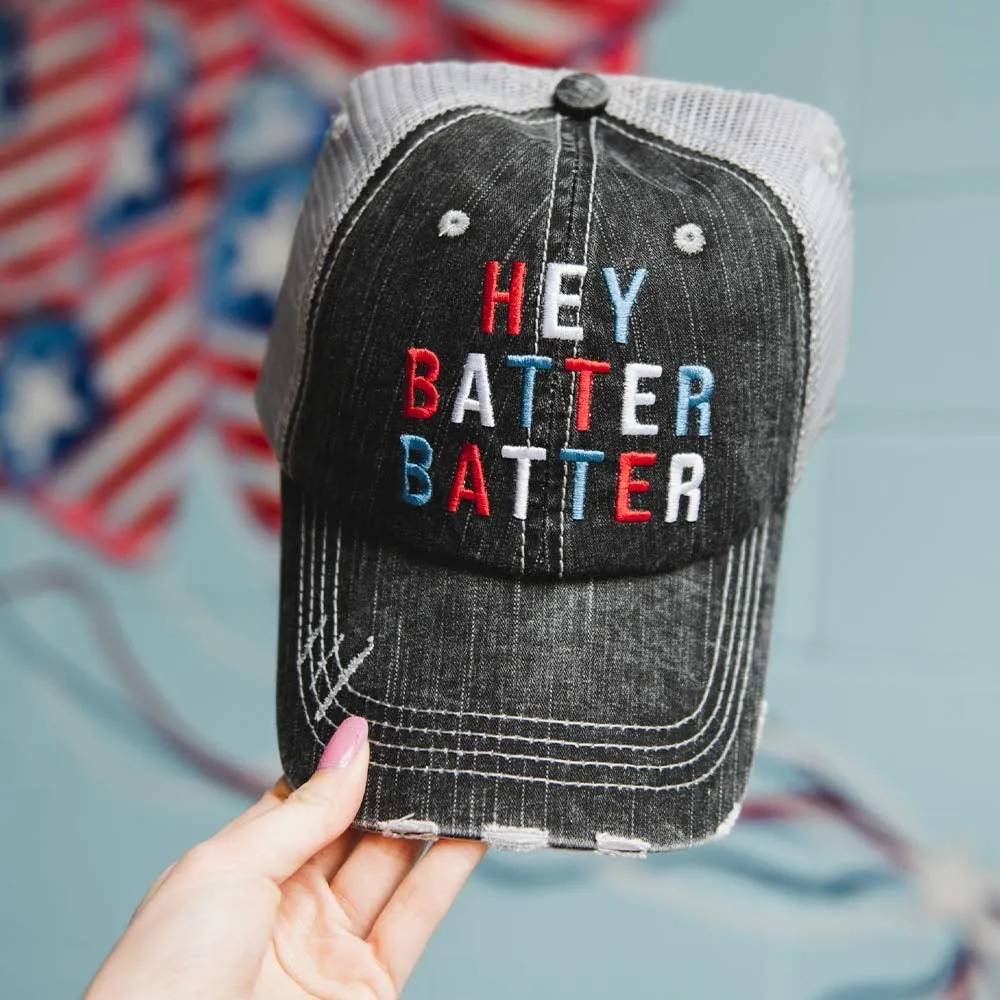 Baseball hats Hey batter batter Embroidered unisex trucker caps