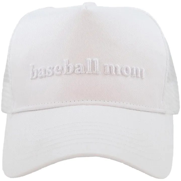 Baseball mom hat White 3D embroidered womens trucker cap Sports moms Gameday