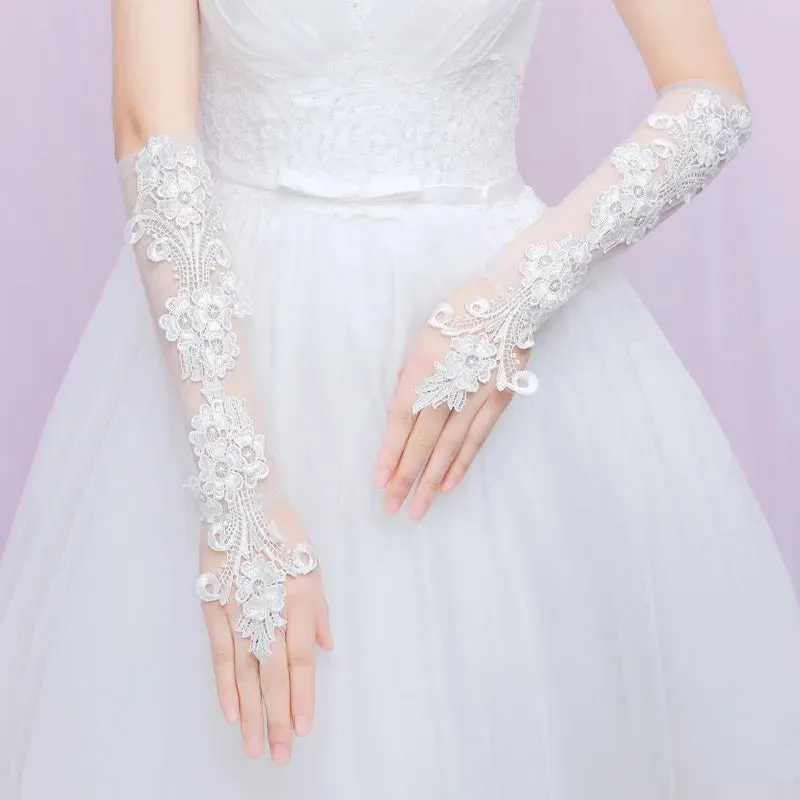 Boho Lace Fingerless Wedding Gloves