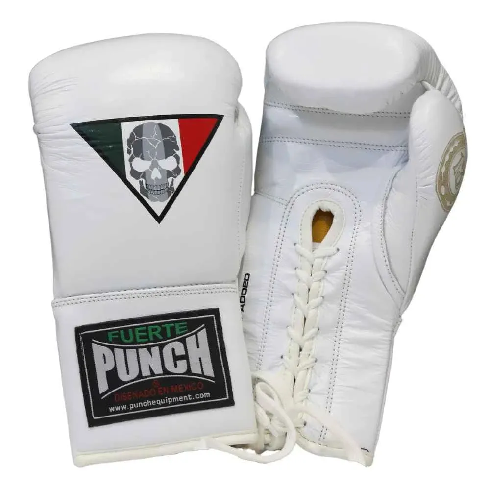 BOXING GLOVES - Mexican LUCKY 13 - LACE UP - WHITE