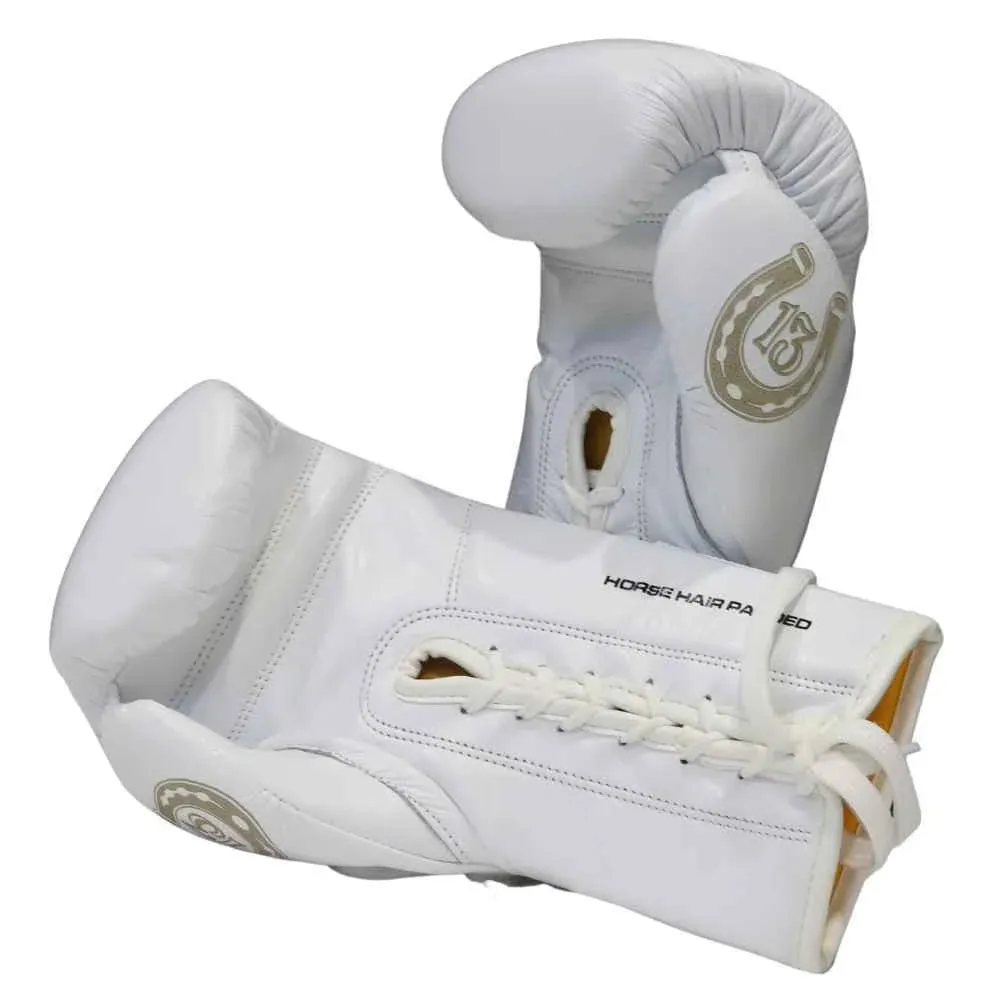 BOXING GLOVES - Mexican LUCKY 13 - LACE UP - WHITE