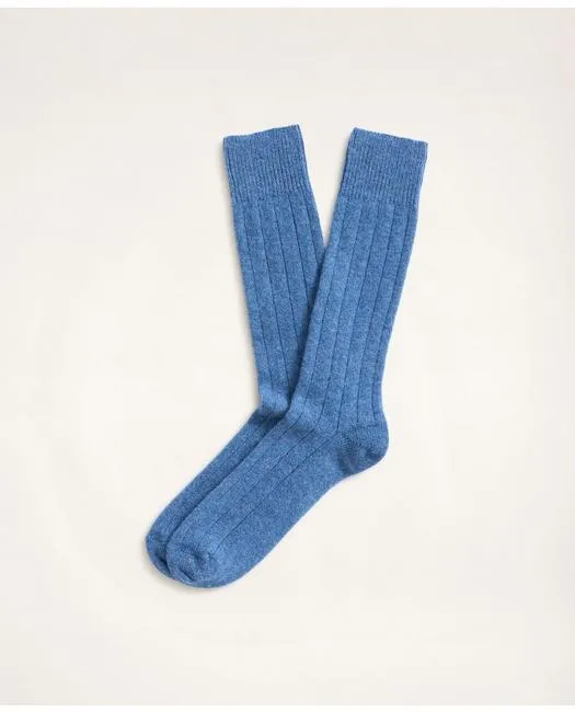 Brooks Brothers Men's Cashmere Crew Socks Blue