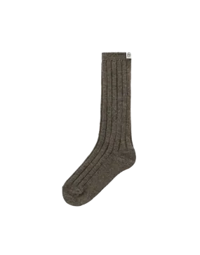 Cashmere Blended Ribbed Socks In Brown