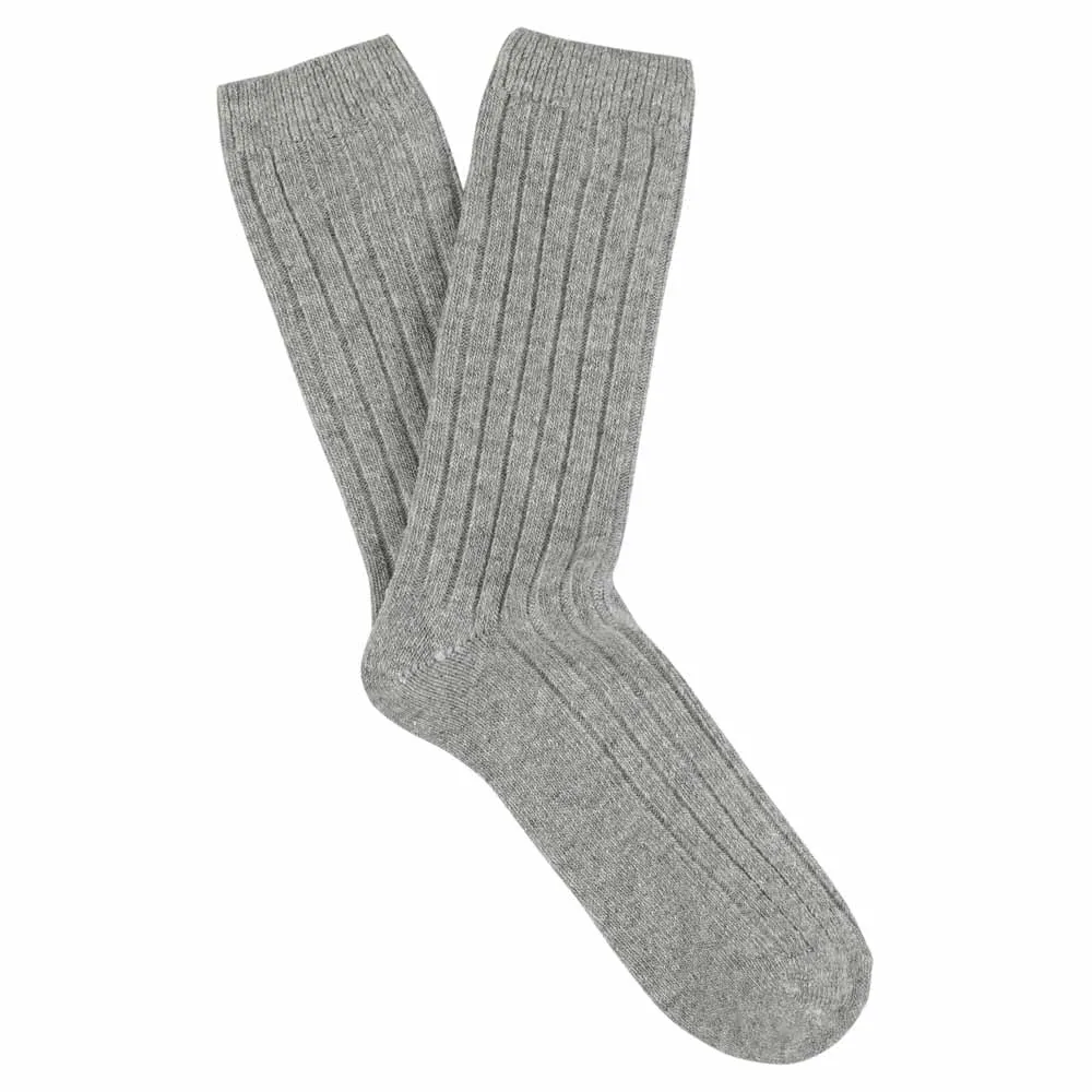 Cashmere Crew Socks - Light Grey