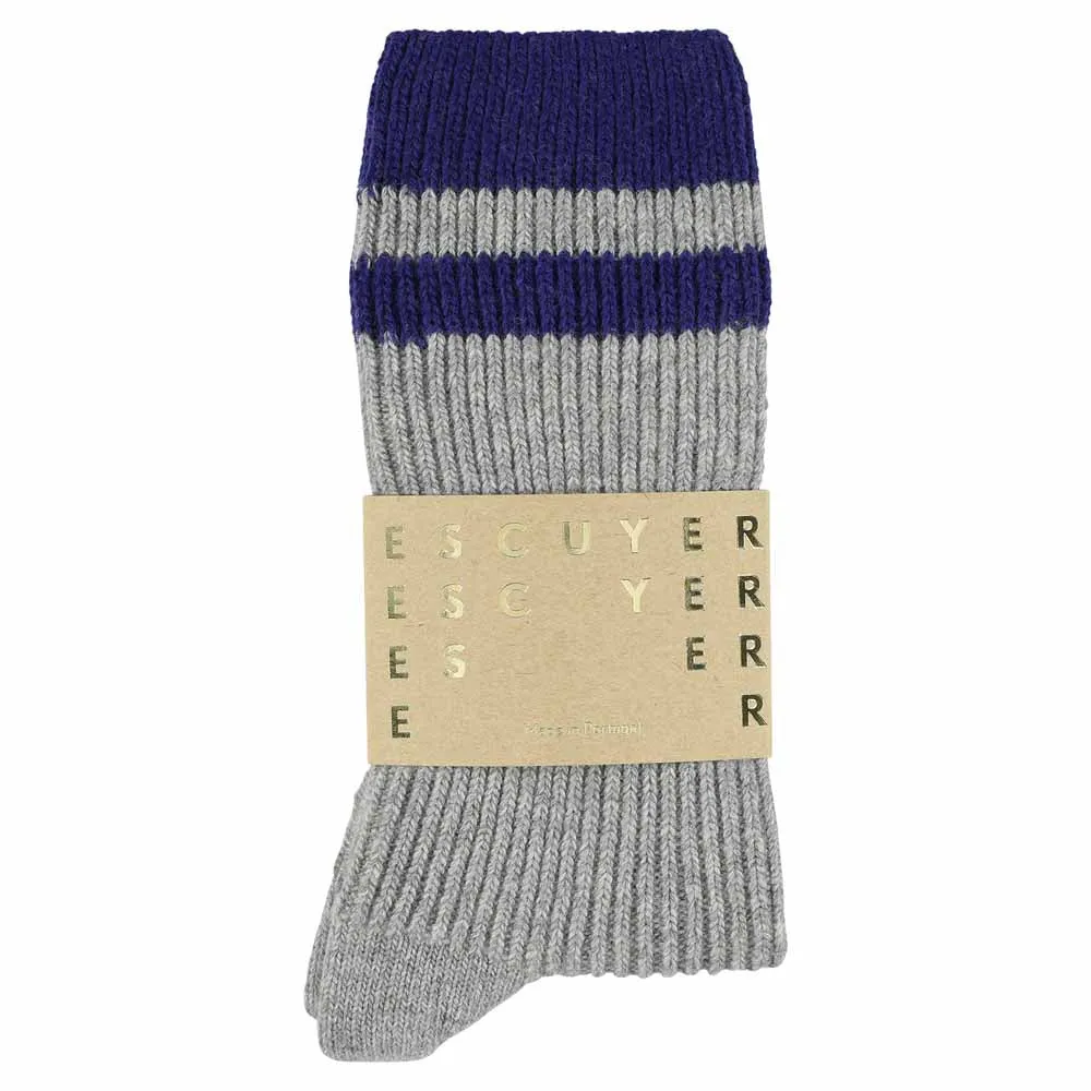 Cashmere Stripes Socks - Grey / Strong Blue