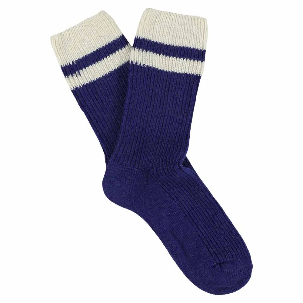 Cashmere Stripes Socks - Strong Blue / Ecru