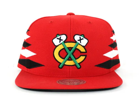 Chicago Blackhawks Mitchell & Ness Snapback Hats (Red DIAMONDS)