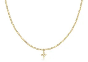 Choker Classic Gold 2mm - Classic Beaded Signature Cross Small Charm Gold