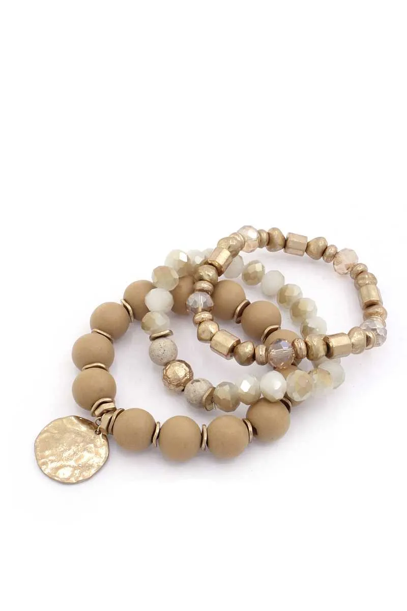 Coin Beaded Stackable Bracelet Set