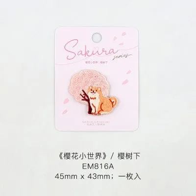 Cute Sakura Flower Embroidery iron on Patches