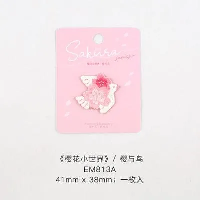 Cute Sakura Flower Embroidery iron on Patches