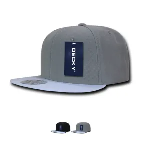 Decky 1046 Polyester Brim Snapback Hat, 6 Panel Flat Bill Cap