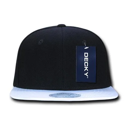 Decky 1046 Polyester Brim Snapback Hat, 6 Panel Flat Bill Cap