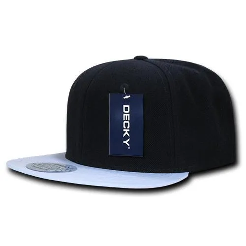 Decky 1046 Polyester Brim Snapback Hat, 6 Panel Flat Bill Cap