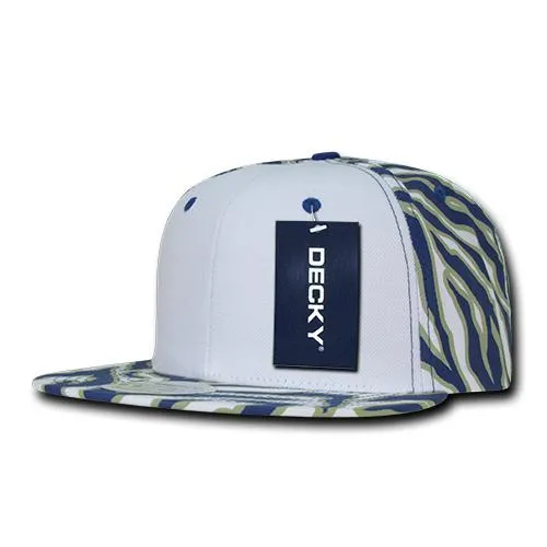 Decky 1061 Zebra/Tiger White Front Flat Bill Snapback Hats