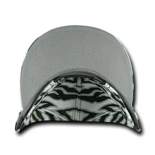 Decky 1061 Zebra/Tiger White Front Flat Bill Snapback Hats