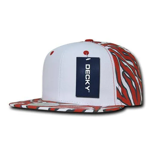 Decky 1061 Zebra/Tiger White Front Flat Bill Snapback Hats