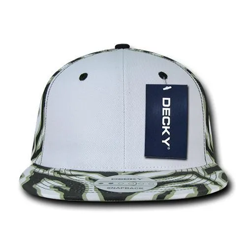 Decky 1061 Zebra/Tiger White Front Flat Bill Snapback Hats