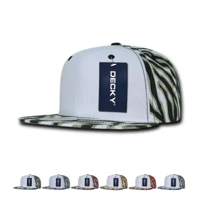 Decky 1061 Zebra/Tiger White Front Flat Bill Snapback Hats