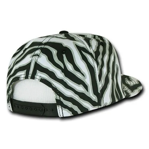 Decky 1061 Zebra/Tiger White Front Flat Bill Snapback Hats