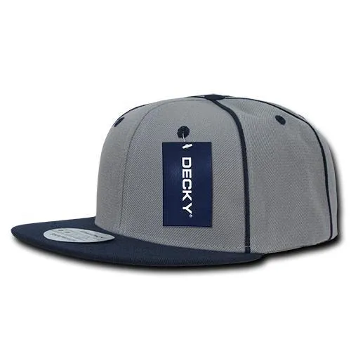 Decky 1078 Piped Crown Snapback Hat, 6 Panel Piped Snapback