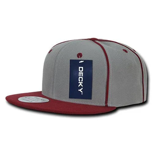 Decky 1078 Piped Crown Snapback Hat, 6 Panel Piped Snapback