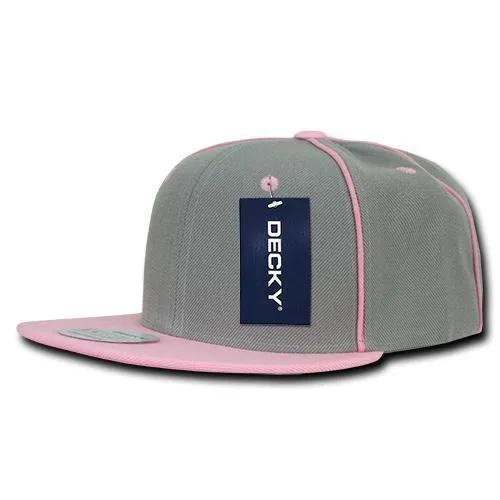 Decky 1078 Piped Crown Snapback Hat, 6 Panel Piped Snapback