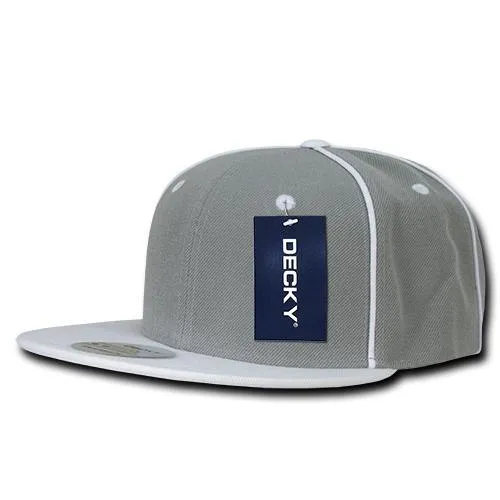 Decky 1078 Piped Crown Snapback Hat, 6 Panel Piped Snapback