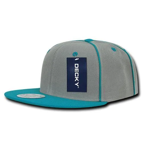 Decky 1078 Piped Crown Snapback Hat, 6 Panel Piped Snapback