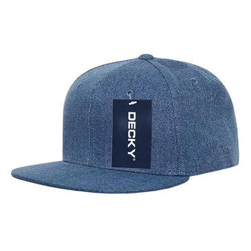 Decky 1090 Denim Snapback Hat, 6 Panel Denim Snapback Cap - CASE Pricing